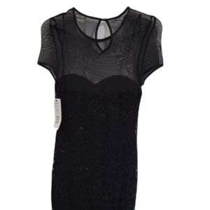 Scarlett Black Mesh Sheer Collar Cocktail Shimmery Dress Size 8‎